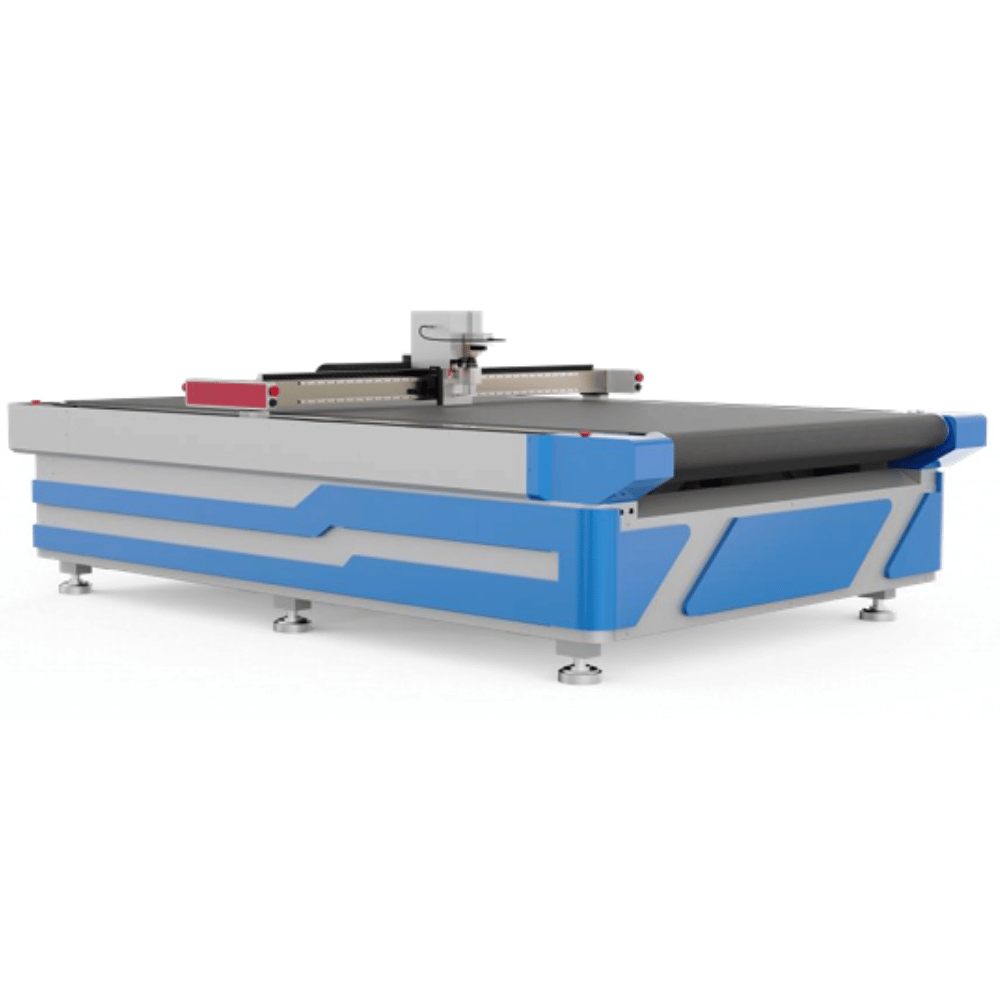 Oscillating knife cutting machine for panels and thick laminates